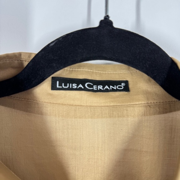 Luisa Cerano Tan Button Down Shirt Size 14 Utility Cotton Blouse Workwear - Picture 6 of 16